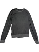 MANI GAS Crew Neck Sweater M | Fine Knit | Two-Tone Grey